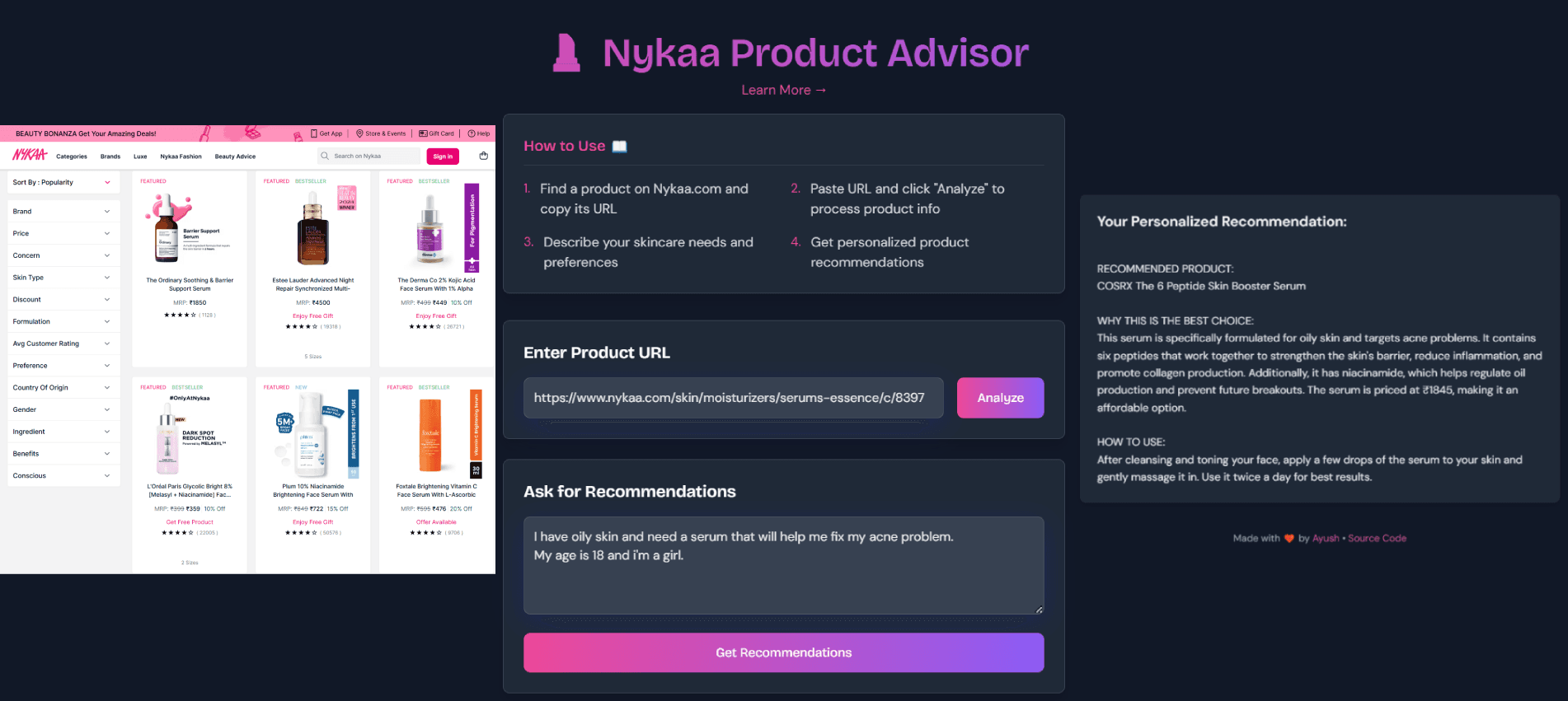 Nykaa Product Advisor not found